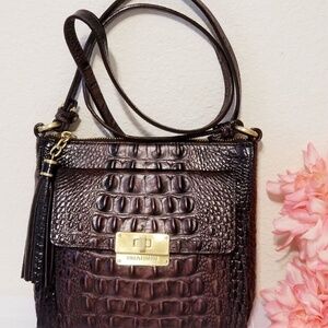 Brahmin Mimosa CoCoa Melbourne Leather Crossbody Bag with Built in Wallet, Brown